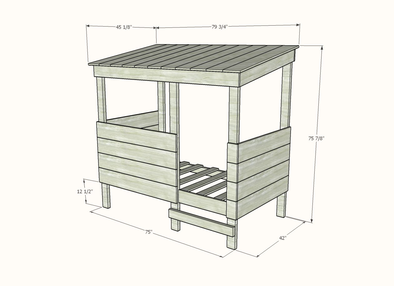Treehouse Bed dimension diagram 1
