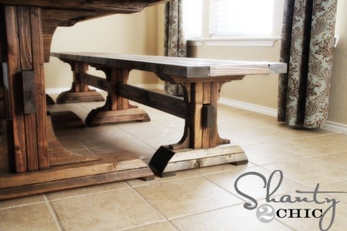 Triple Pedestal Farmhouse Bench