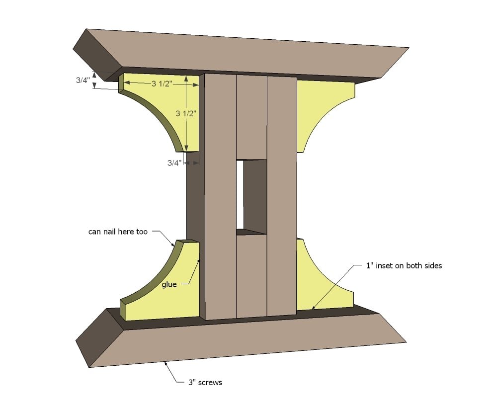 Triple Pedestal Farmhouse Bench — step 3