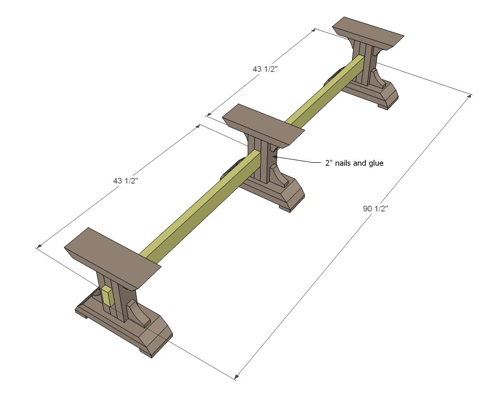 Triple Pedestal Farmhouse Bench — step 6