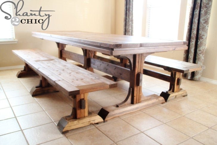 Triple Pedestal Farmhouse Table