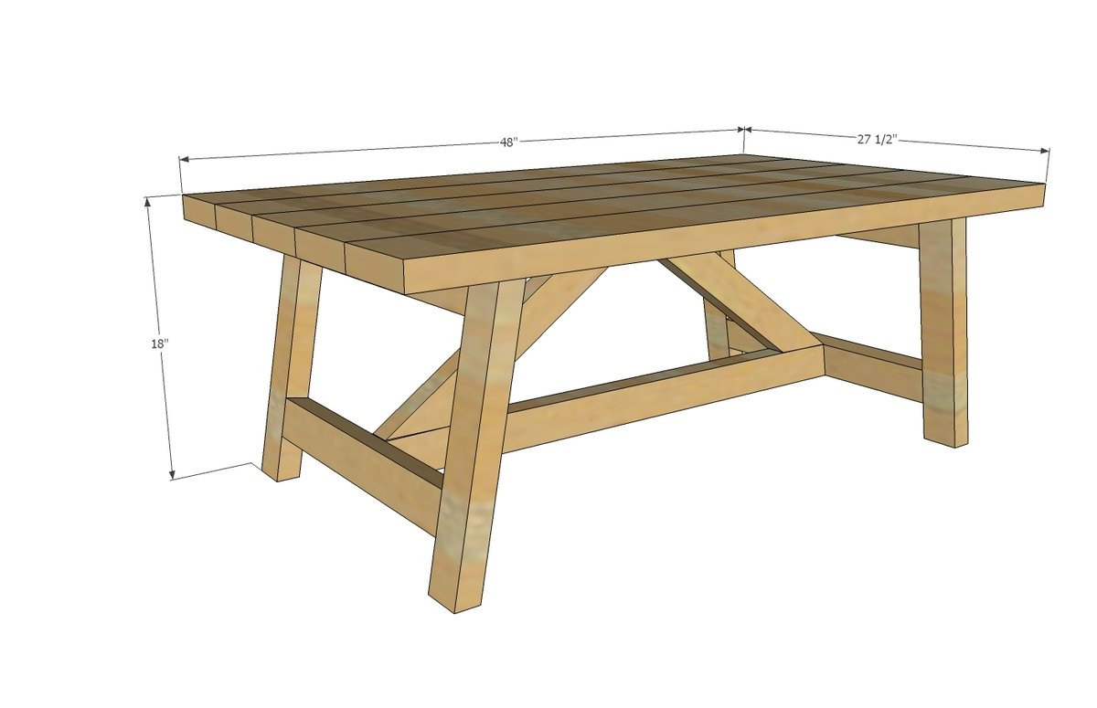 Truss Coffee Table dimension diagram 1