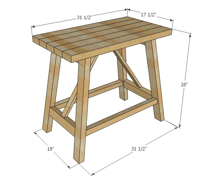 Truss End Table dimension diagram 1