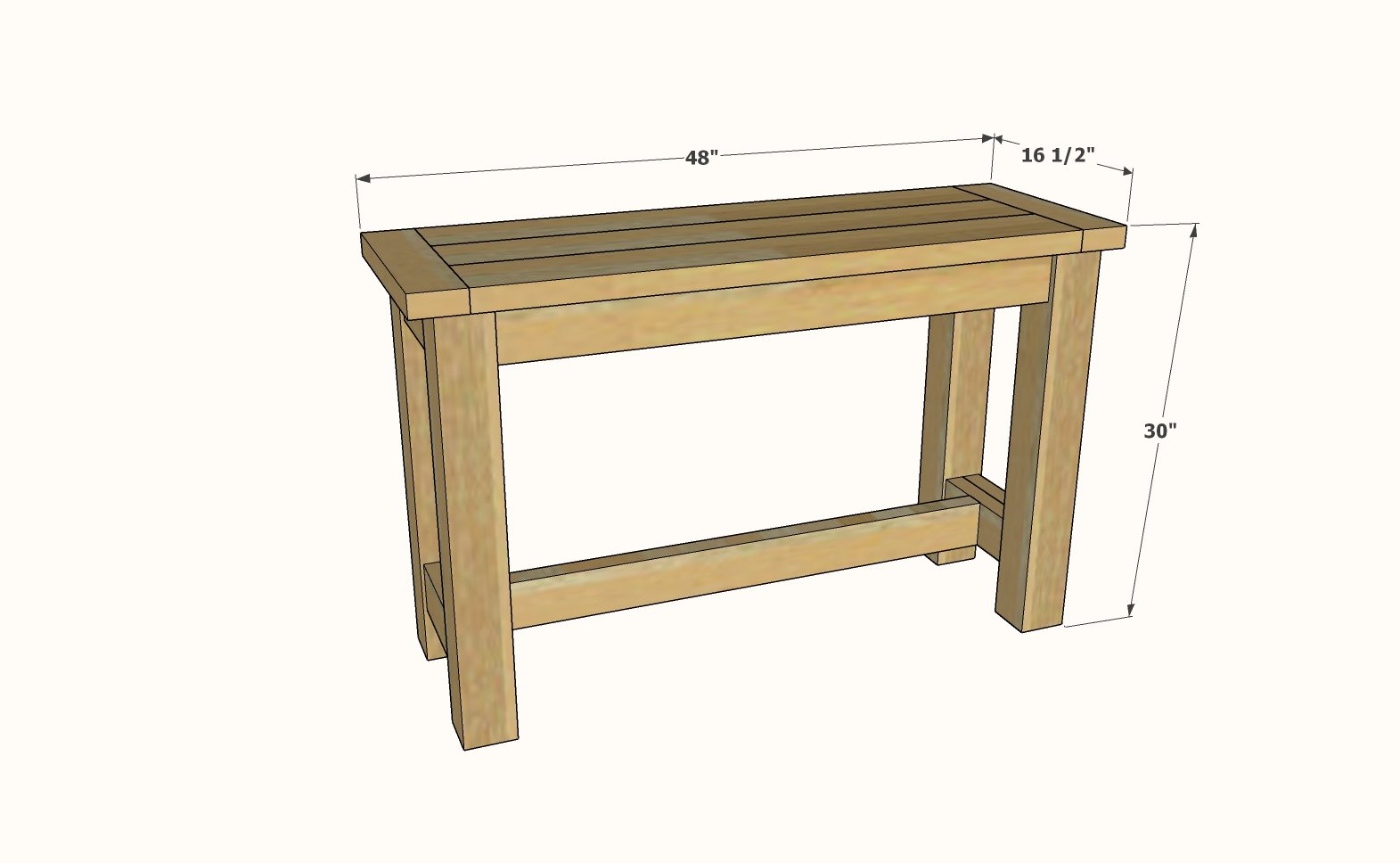 Tryde Console Table dimension diagram 1