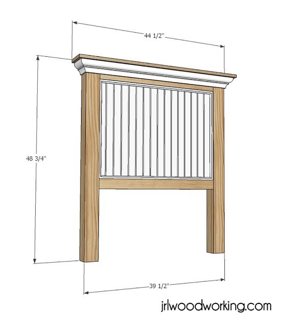 Twin Bed Beadboard Headboard dimension diagram 1