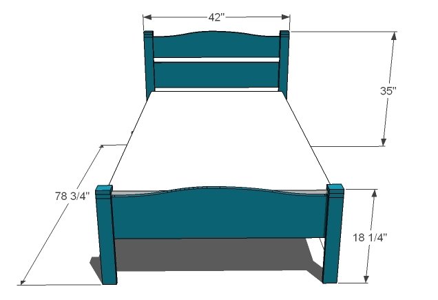 Twin Pioneer Bed dimension diagram 1