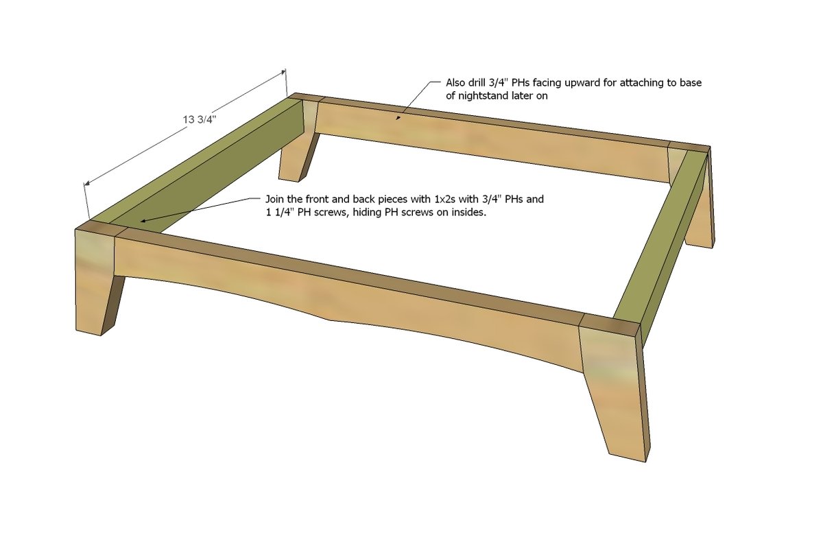Two Drawer/Shelf Modern Nightstand — step 2