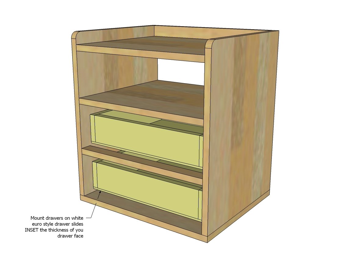 Two Drawer/Shelf Modern Nightstand — step 8