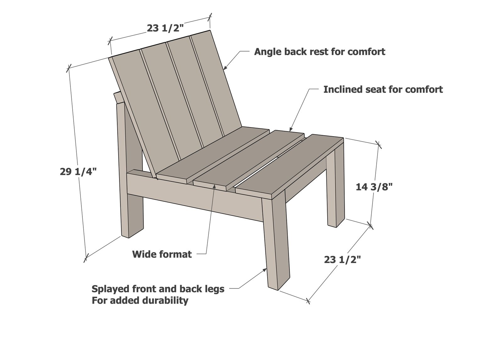 Ultimate DIY Fire Pit Chair dimension diagram 1