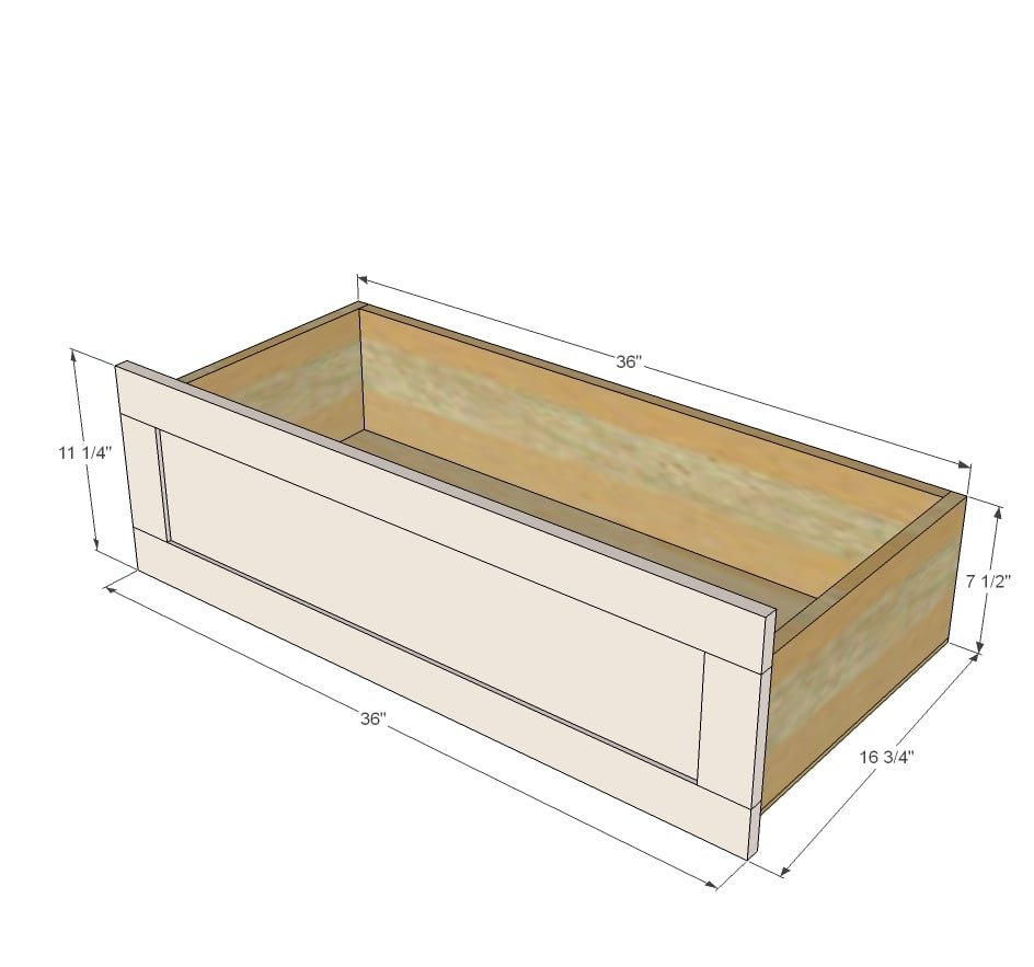 Under Bench Trundle Drawers dimension diagram 1