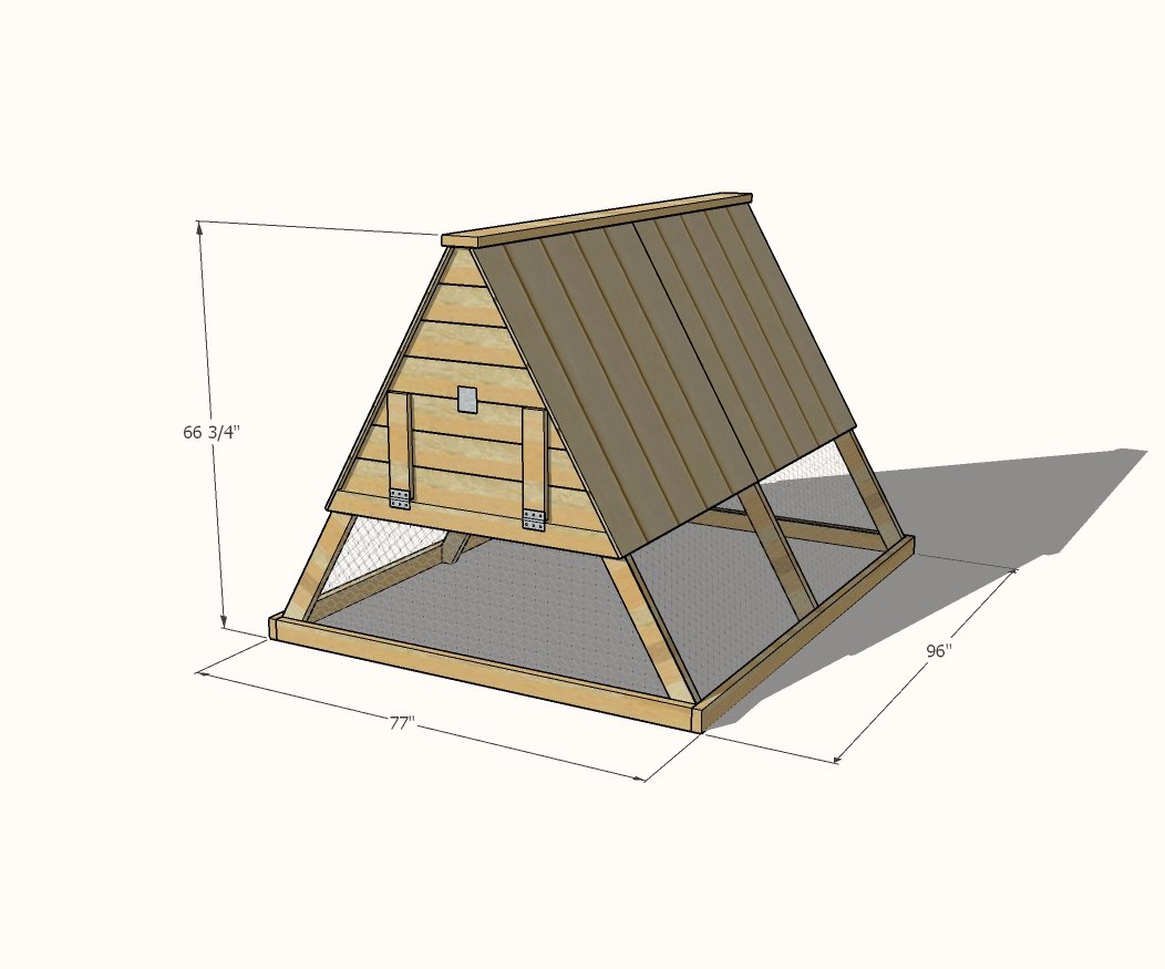 Updated A Frame Chicken Coop dimension diagram 1