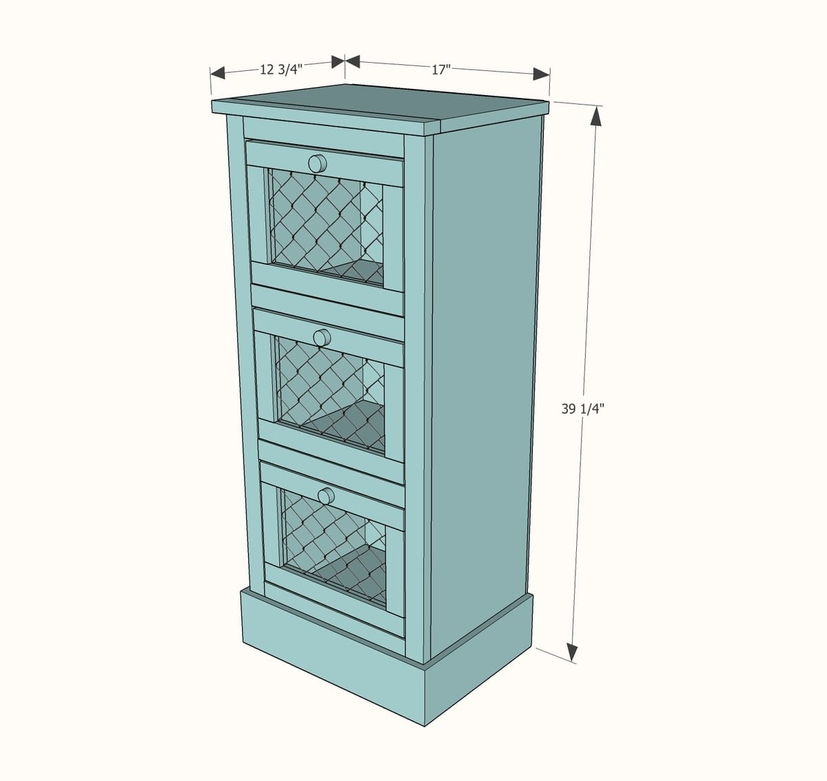 Vegetable Bin Cupboard dimension diagram 1