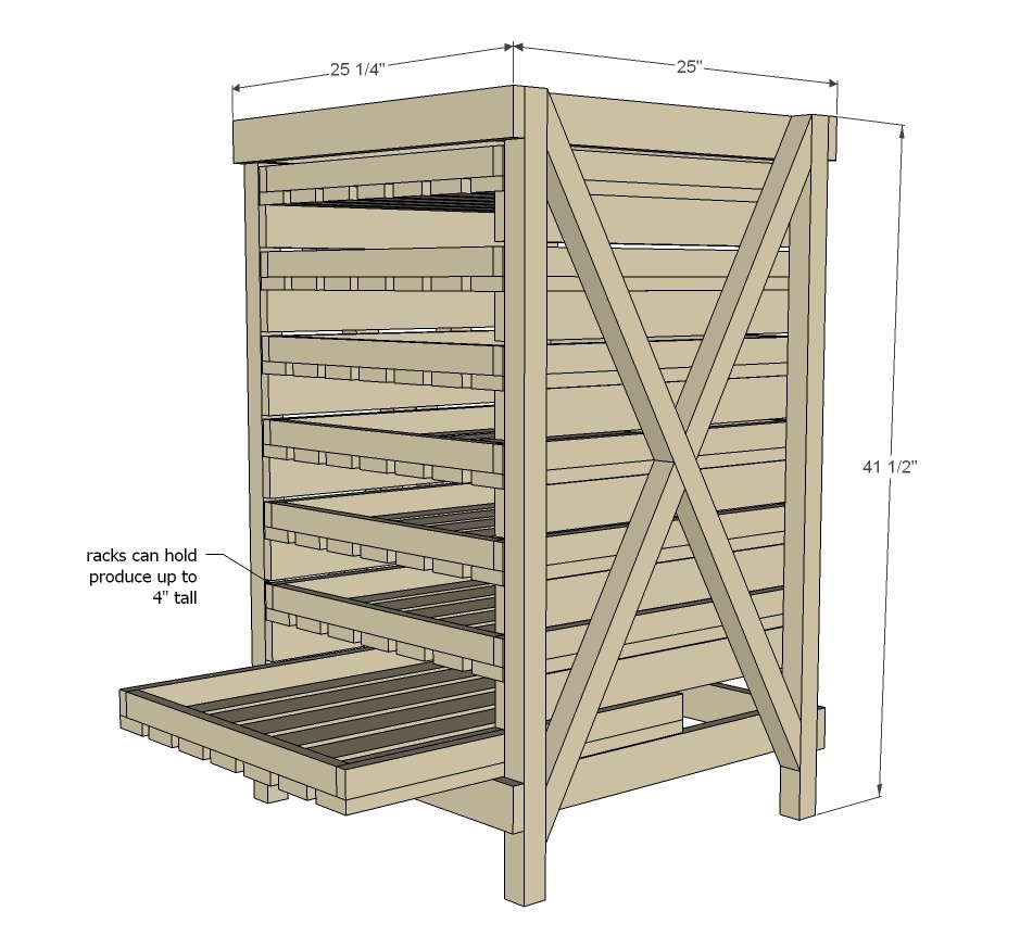Vegetable Rack with Slide Out Trays dimension diagram 1