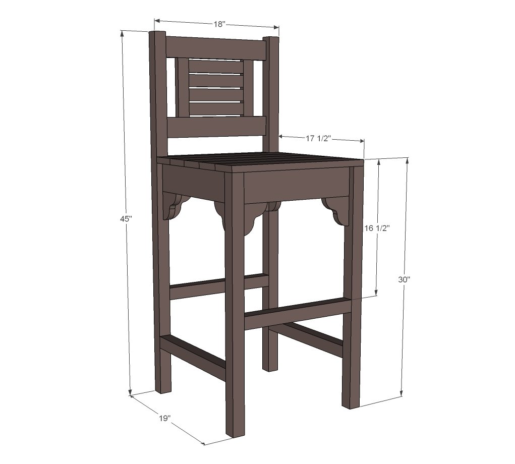 Vintage Bar Stool dimension diagram 1
