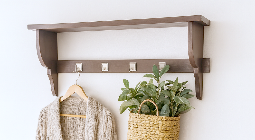Vintage Shelf with Hooks