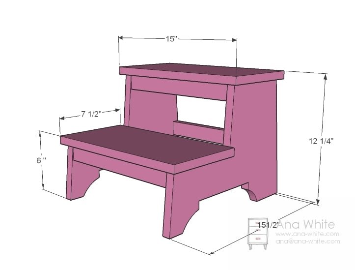 Vintage Step Stool dimension diagram 1