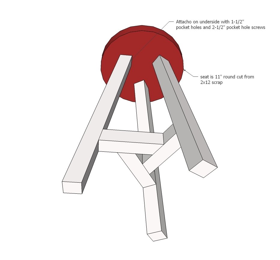 Vintage Style Three Legged Stool — step 4