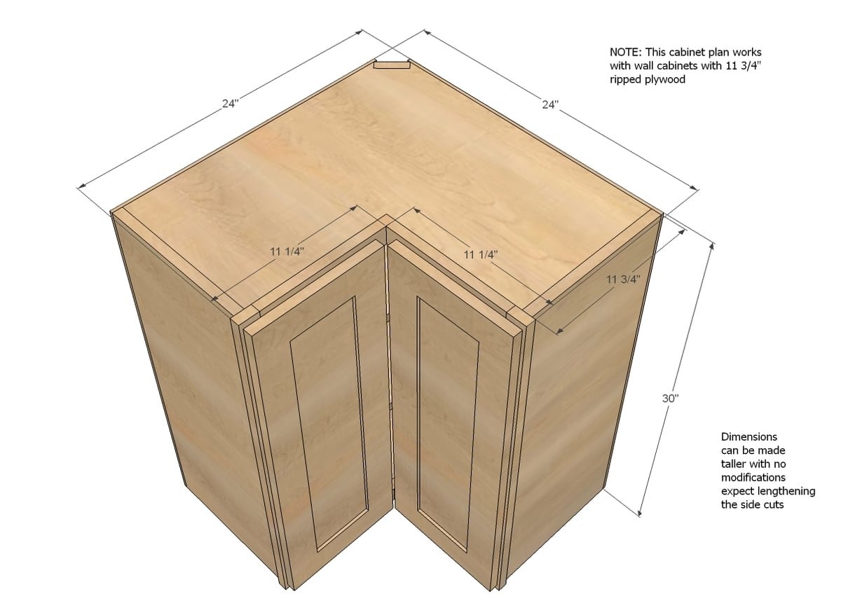 Wall Corner Pie Cut Kitchen Cabinet dimension diagram 1