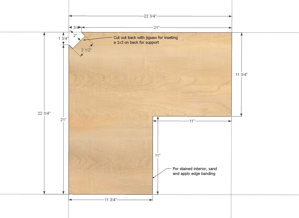 Wall Corner Pie Cut Kitchen Cabinet — step 1