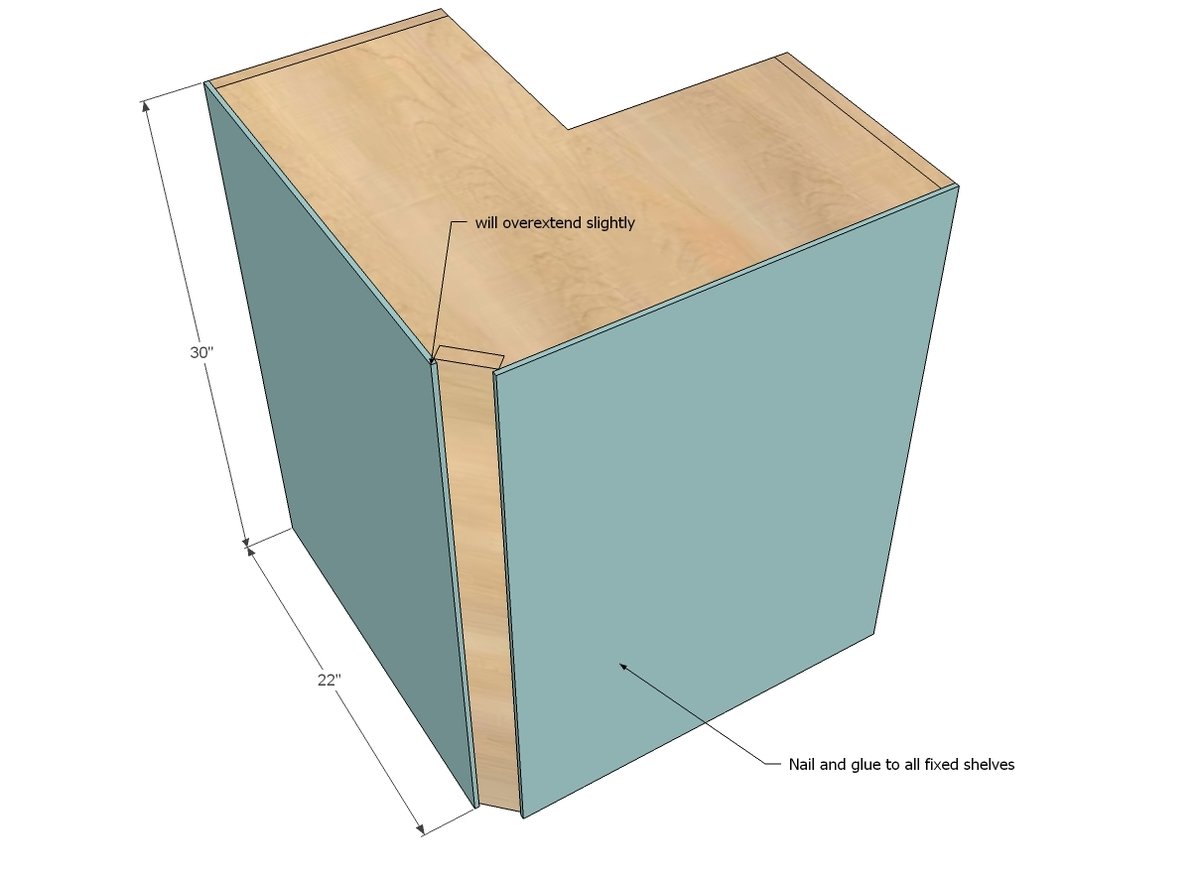 Wall Corner Pie Cut Kitchen Cabinet — step 5