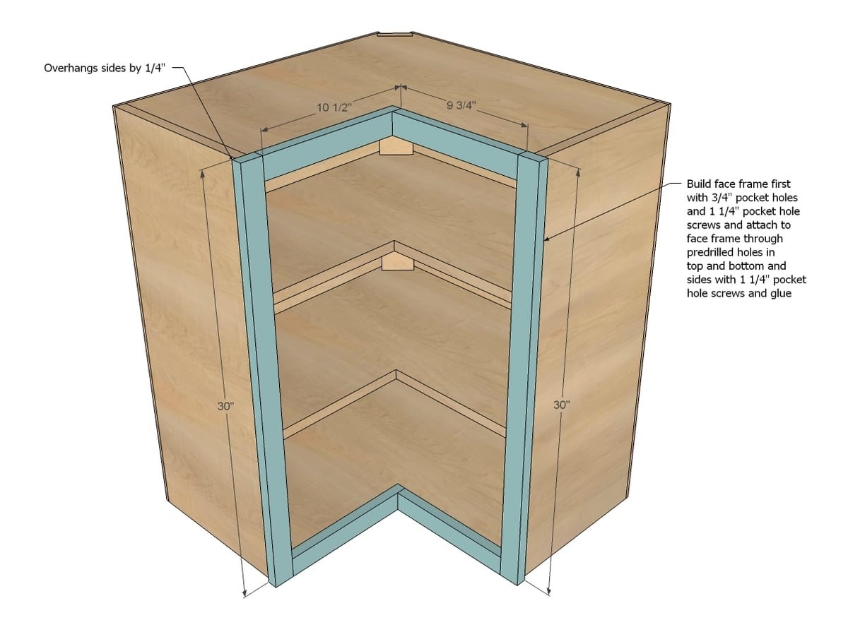 Wall Corner Pie Cut Kitchen Cabinet — step 6