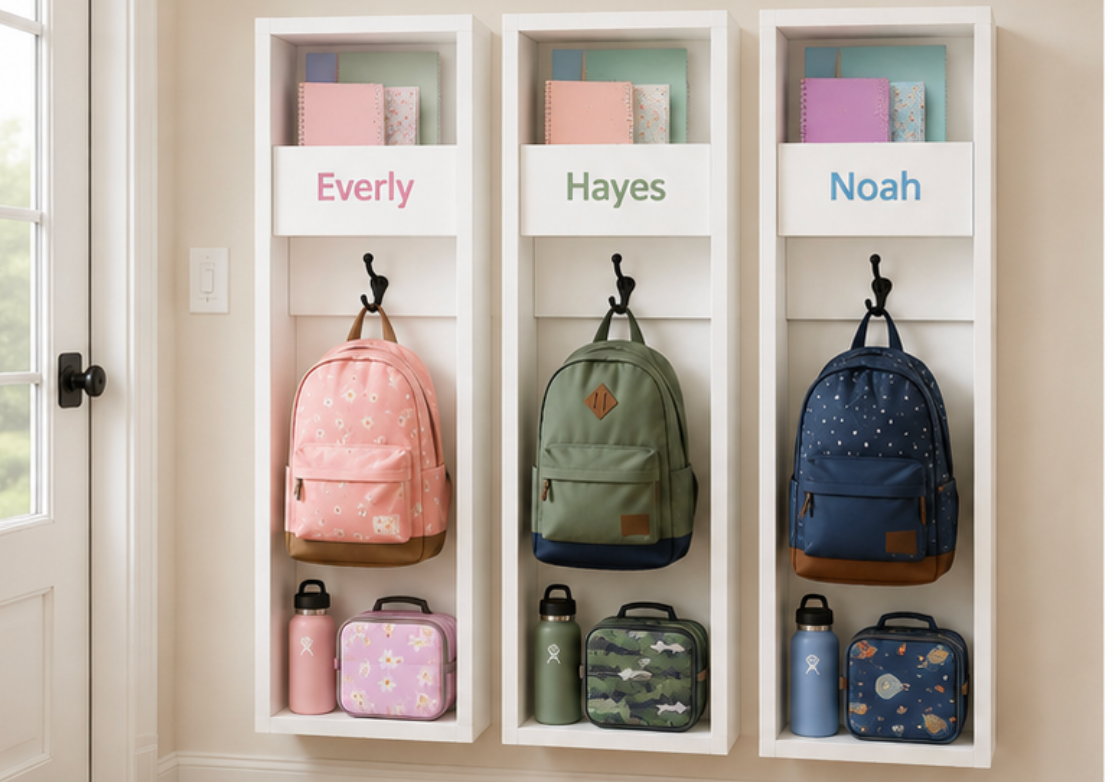 Wall-Mounted Backpack Station Organizer