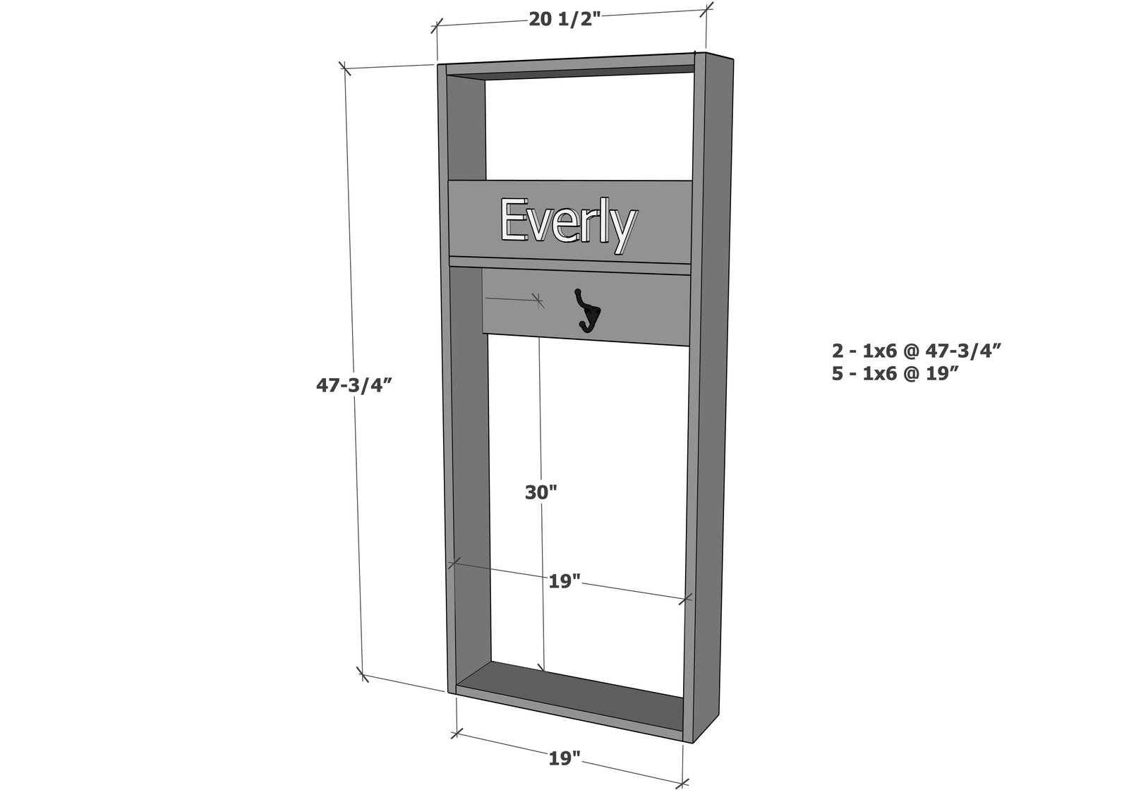 Wall-Mounted Backpack Station Organizer dimension diagram 1
