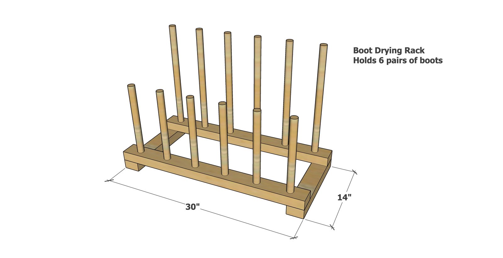 Welly Boot Rack dimension diagram 1