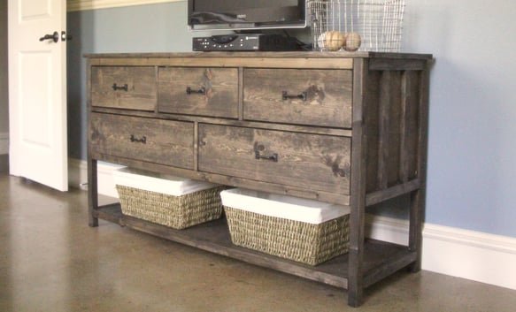Wide Dresser with Open Bottom Shelf