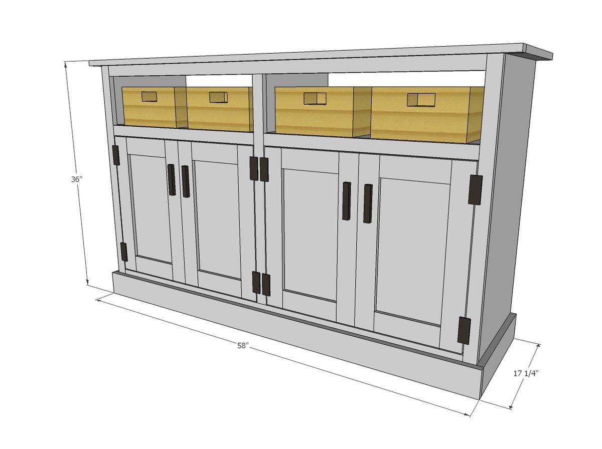 Wide Entryway Console with Open Shelves dimension diagram 1