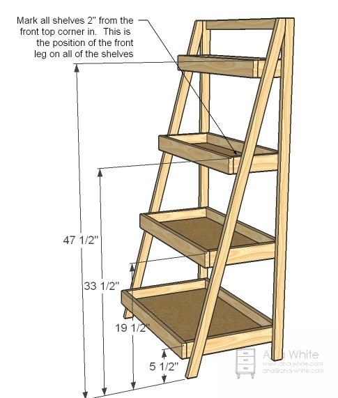 Wide Painter’s Ladder Shelf — step 6