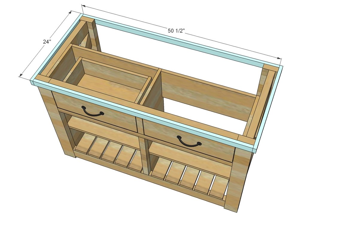 Wide Rustic X Kitchen Island — step 14