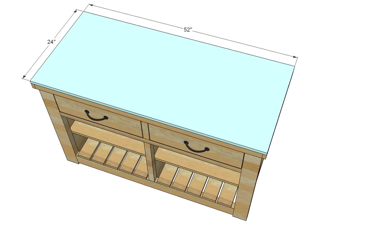 Wide Rustic X Kitchen Island — step 15