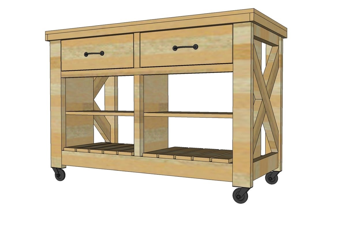 Wide Rustic X Kitchen Island — step 16