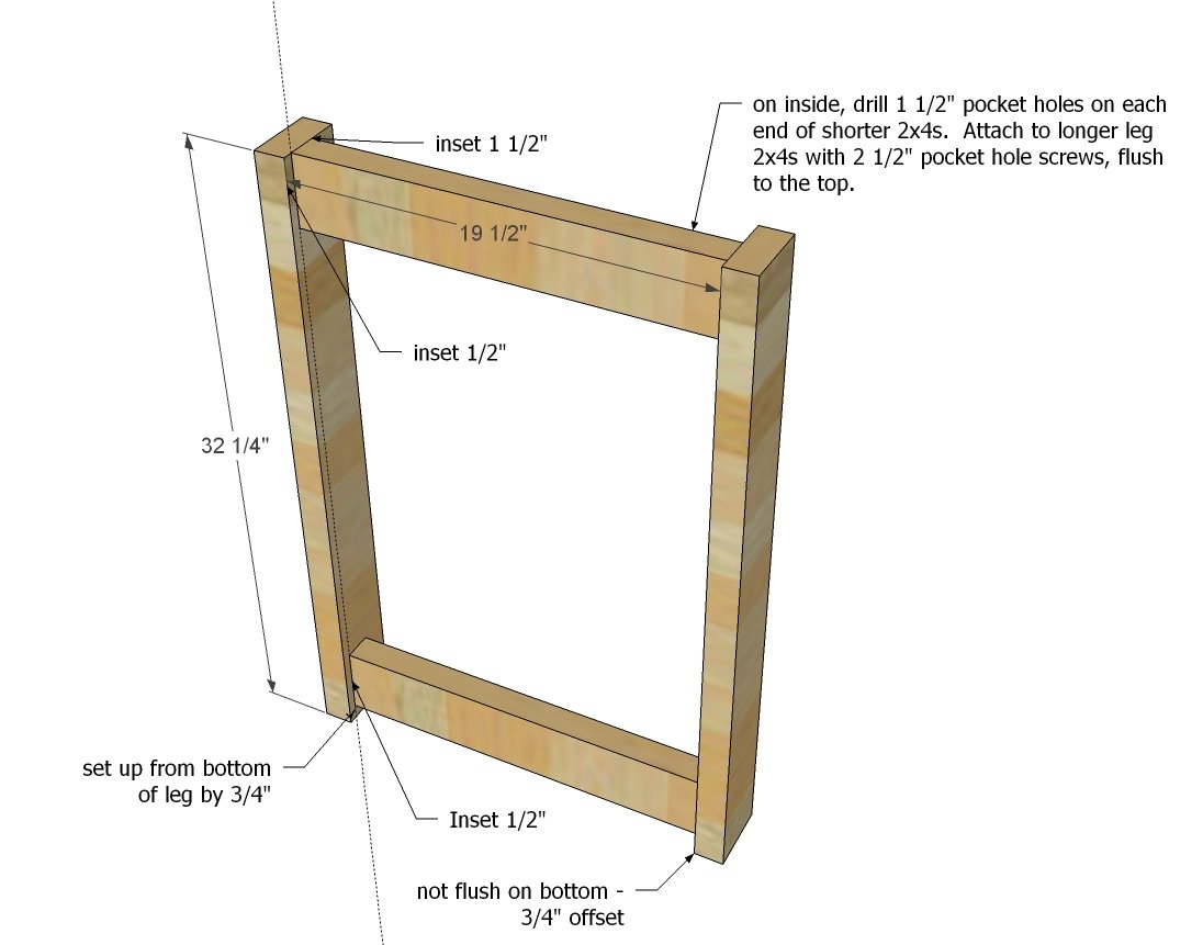 Wide Rustic X Kitchen Island — step 1