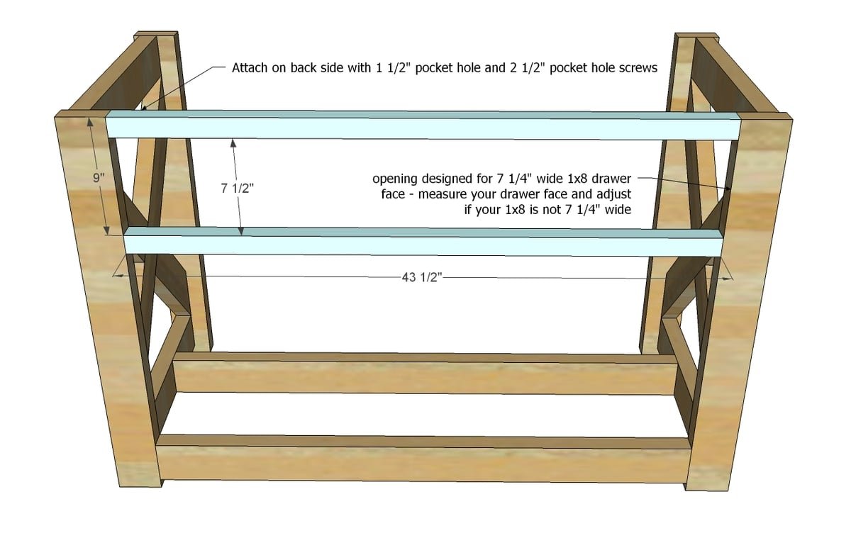 Wide Rustic X Kitchen Island — step 4