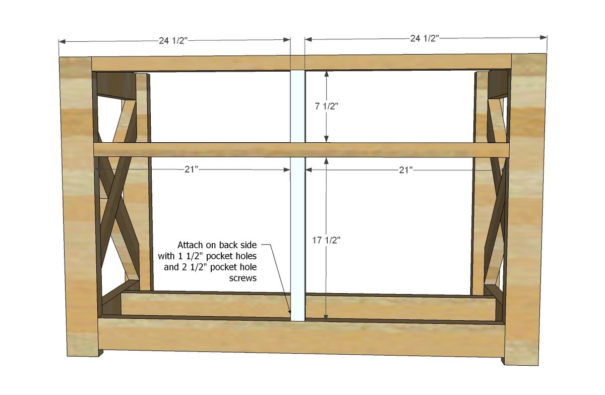 Wide Rustic X Kitchen Island — step 5