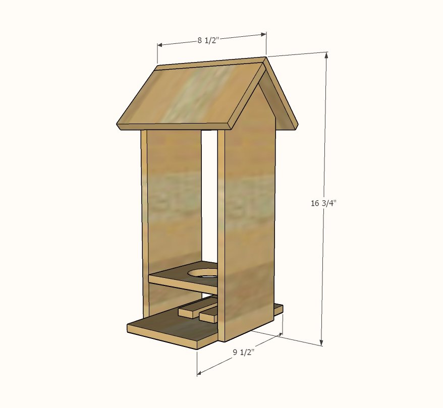 Wood Bird Feeder dimension diagram 1