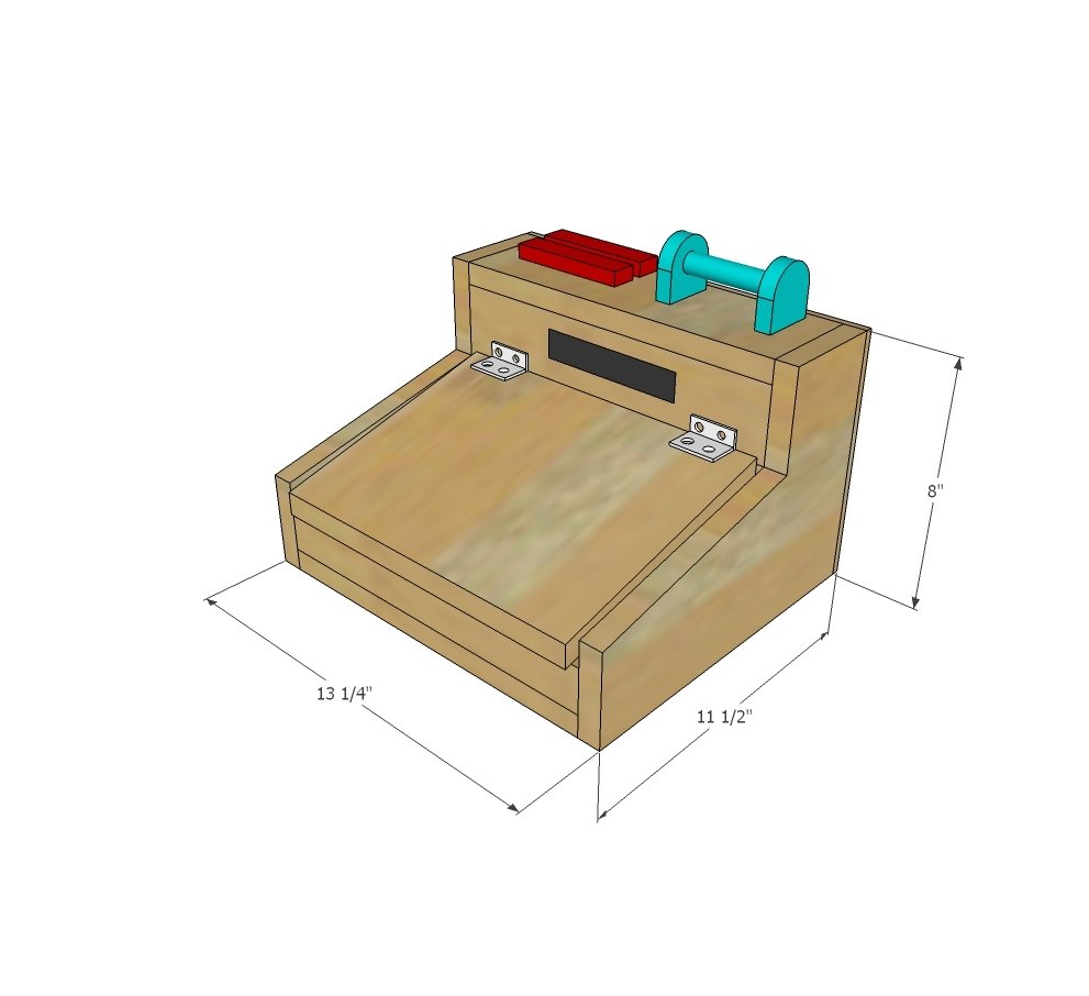 Wood Cash Register DIY dimension diagram 1