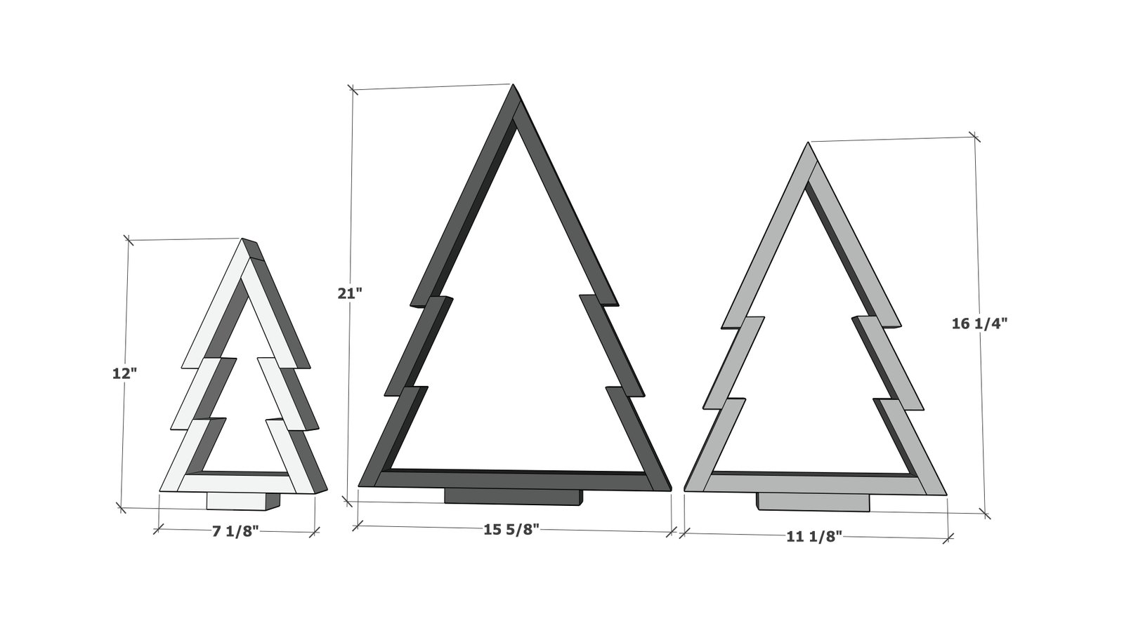 Wood Christmas Tree Decor DIY dimension diagram 1