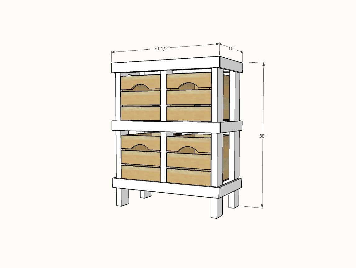 Wood Crate Dresser dimension diagram 1