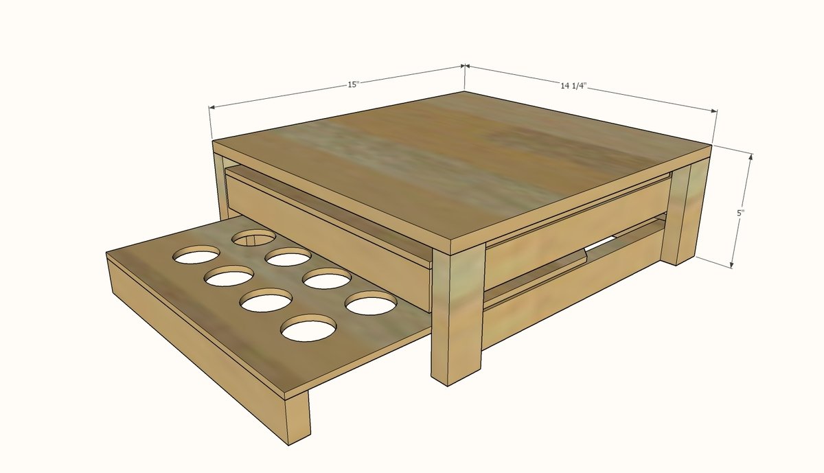 Wood Crate Keurig K Cup Holder Drawer dimension diagram 1