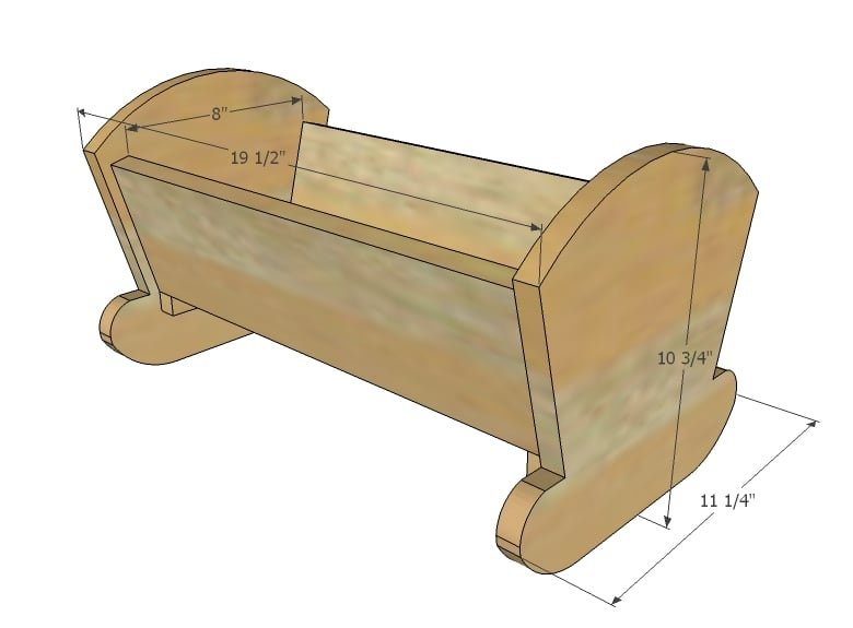 Wood Doll Cradle dimension diagram 1