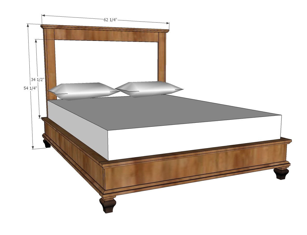Wood Framed Upholstered Headboard- Queen dimension diagram 1