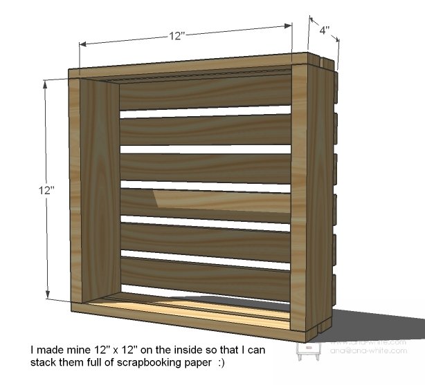 Wood Lath Crate Shelves dimension diagram 1