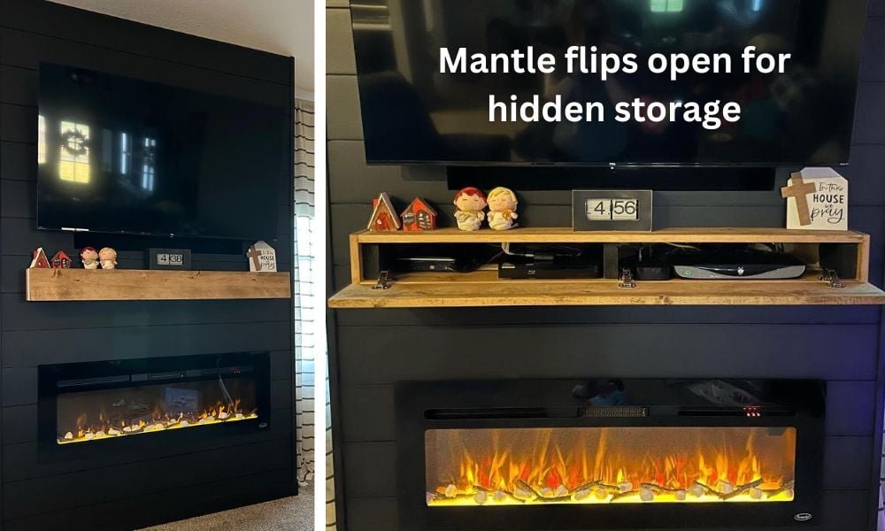 Wood Mantel with Hidden Storage