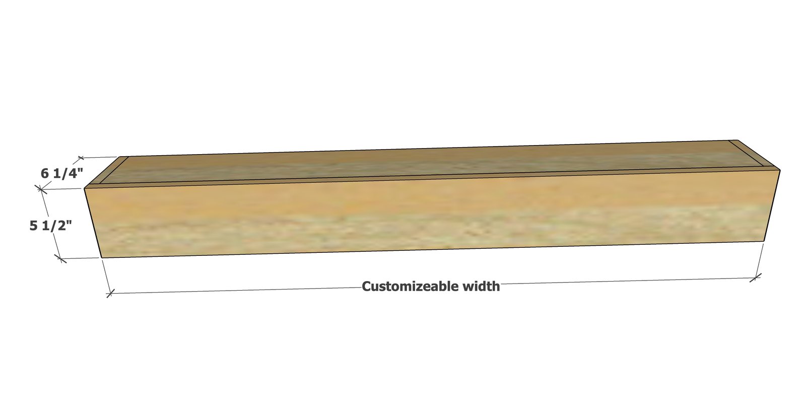 Wood Mantel with Hidden Storage dimension diagram 1