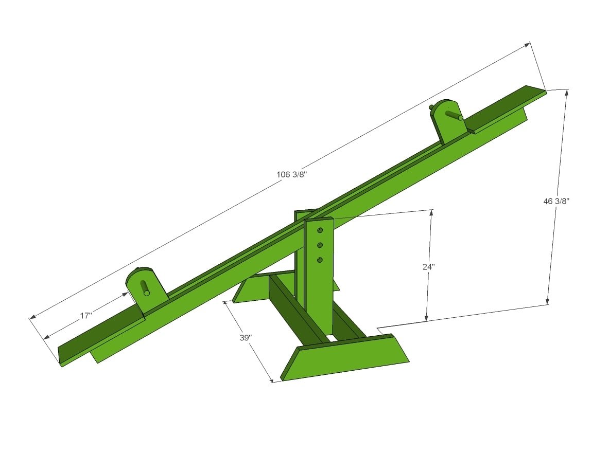 Wood Seesaw or Teeter Totter dimension diagram 1