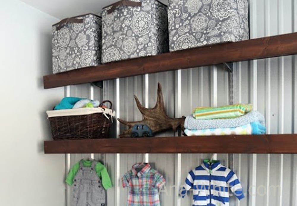 Wood Shelf Covers over Wire Shelving Brackets and Tracks