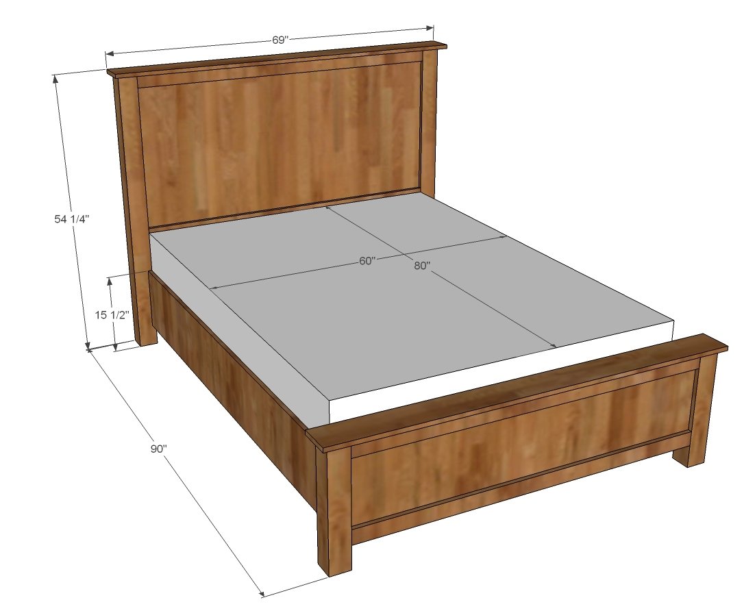 Wood Shim Cassidy Bed dimension diagram 1